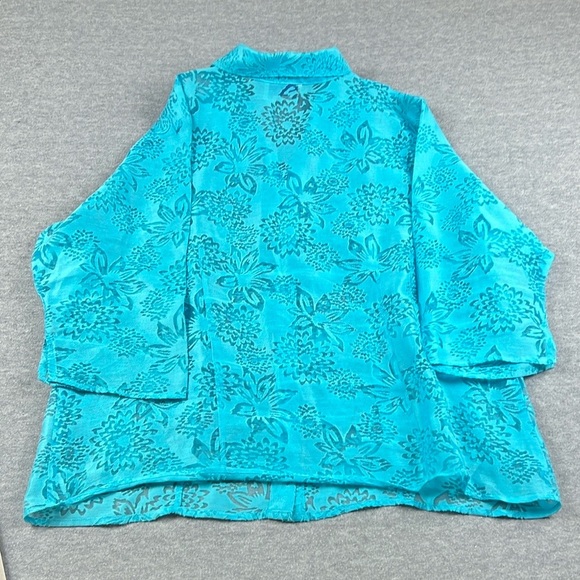 Vtg Susan Graver Women’s Size 1X Linen Blend Semi Sheer Blouse Top Boho Cottage - Picture 11 of 11